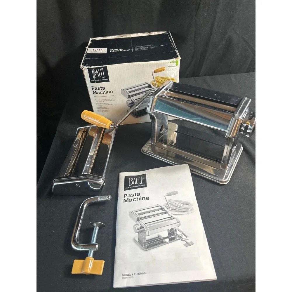 SALT Manual Pasta Machine 01-0201-B Chrome Steel Spaghetti Fettuccine Maker‎ Box